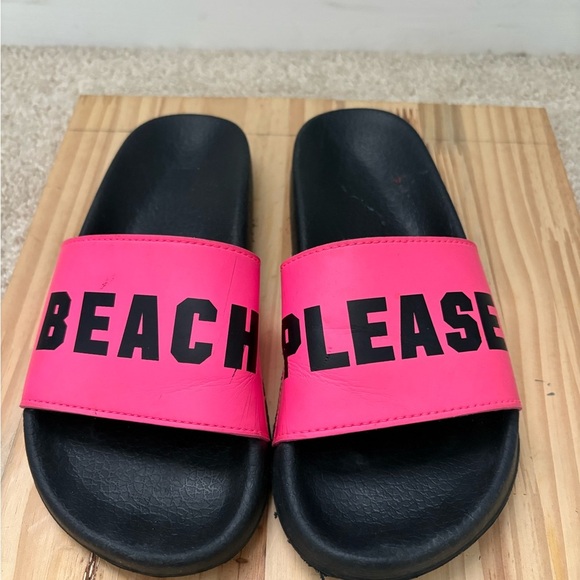 Victoria's Secret PINK Women's Slide Sandals "BEACH PLEASE" Size Small - Picture 1 of 5